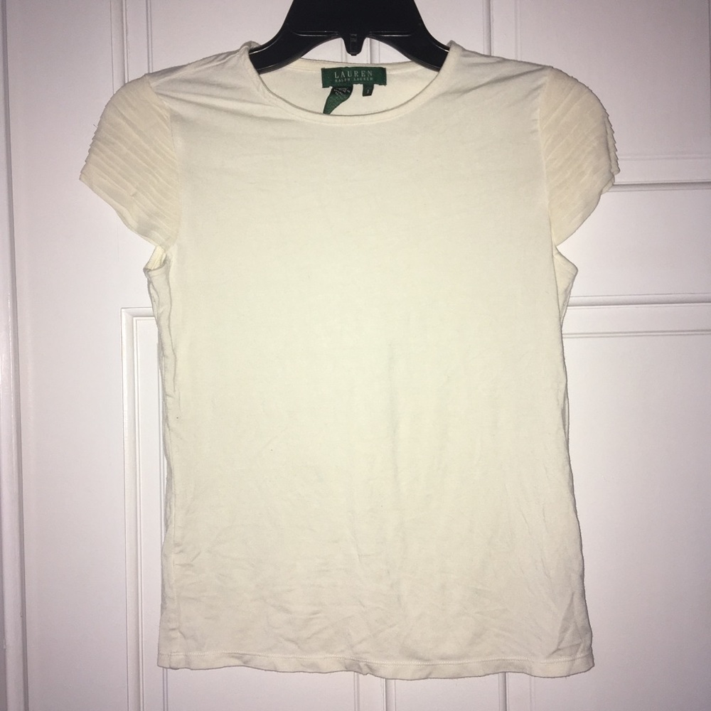 Lauren by Ralph Lauren Cream rayon stretch shirt